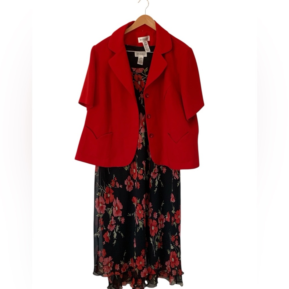 Studio I Black and Red Floral Dress